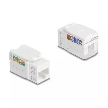 Keystone modulis DELOCK 90720, plakanais RJ-45, balts, 16.8×32.6×19.6 mm