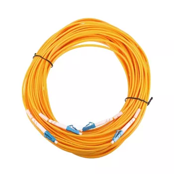 Šķiedru optikas savienotājkabelis Extralink EX.2862 LC–LC 0,5 m G.652D FTTH dzeltens pilns duplekss