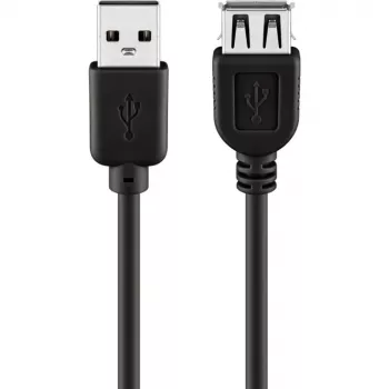 Wentronic Goobay USB 2.0 Hi-Speed pagarinātājkabelis, melns, 5 m - USB 2.0 spraudnis (A tips) > USB 2.0 ligzda (A tips) (68905)