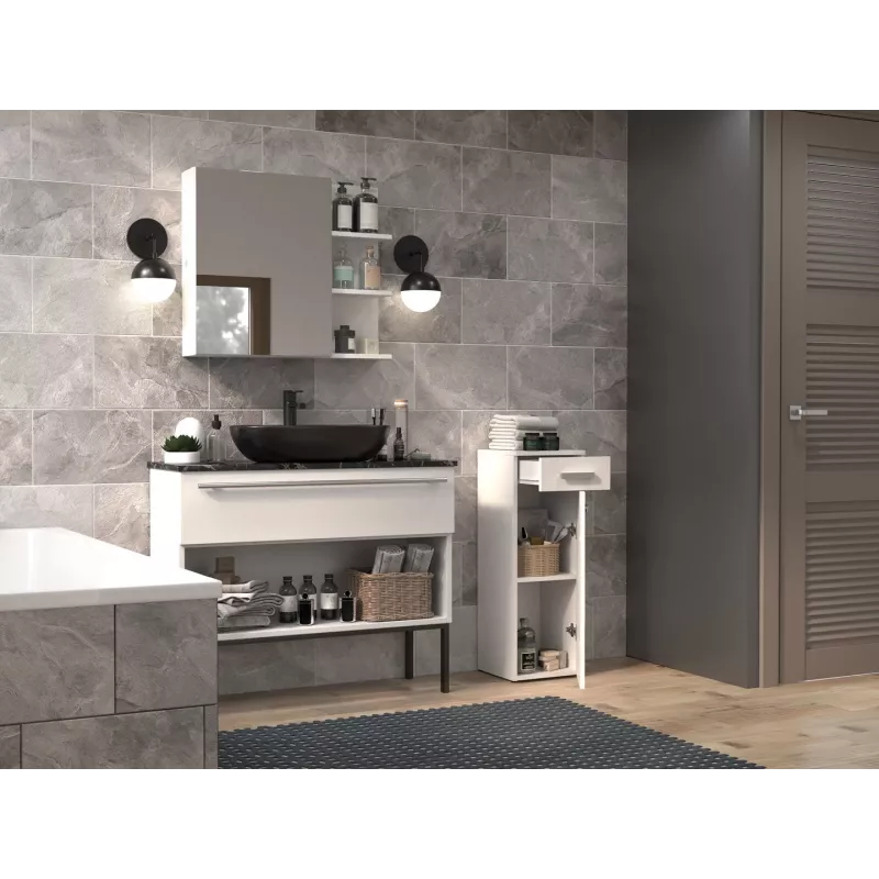 Puskolonna ar atvilktni Top E Shop Nel 30×30×85 cm balta matēta