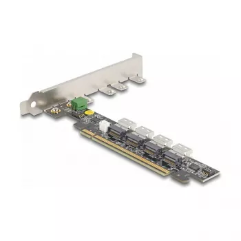 DeLOCK PCI Express x16 karte ar 4 x iekšējiem SFF-8654 4i NVMe portiem (bifurkācija)