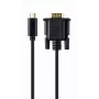 USB grafiskais adapteris Gembird A-CM-VGAM-01, USB-C uz VGA, 1920x1080, 0.15 m kabelis, melns