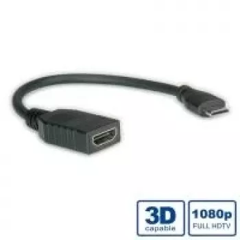 VALUE High Speed HDMI kabelis - HDMI (siev.) uz Mini-HDMI (tēviņš) - 15 cm - ekranēts - melns (11.99.5586)