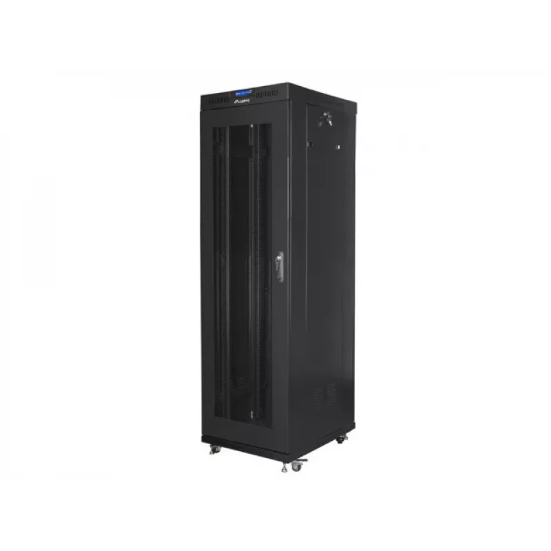 Rack skapis LANBERG FF01-6842-23BL 42U brīvi stāvošs, 2127.5×600×800 mm, IP20, atslēgas slēdzene, riteņi