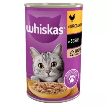Slapjā barība kaķiem Whiskas 400 g – vistas garša, pieaugušiem kaķiem, skārdenē