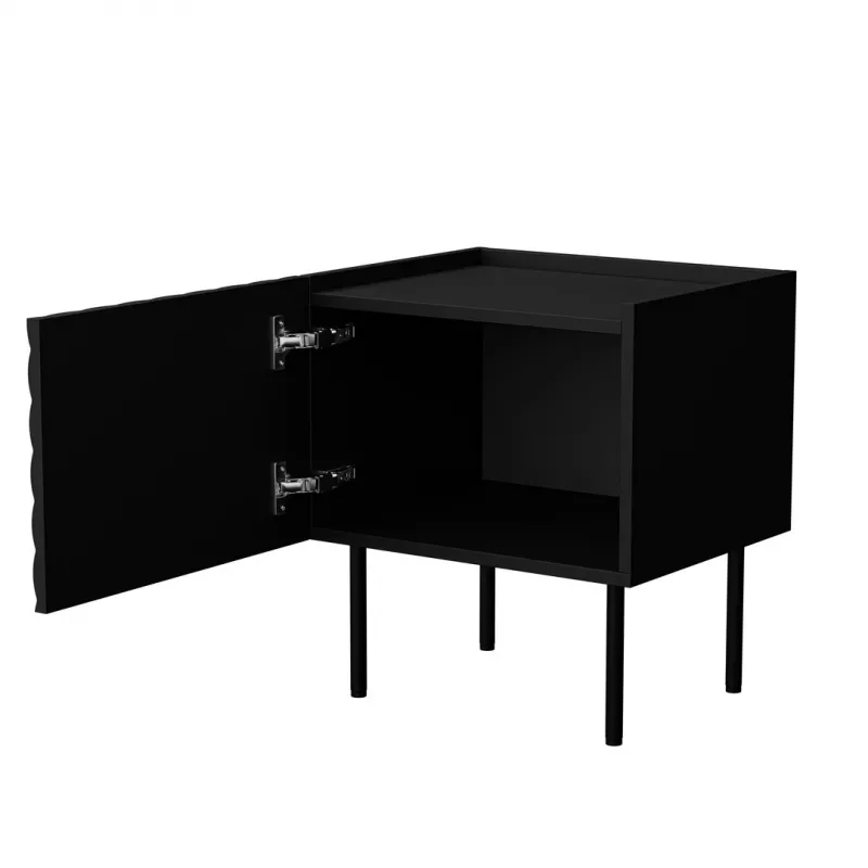 Naktsgaldiņu komplekts Cama meble LUCCA, 2 gab., 47x40x52 cm, melns, MDF/skaidu plātne