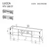 TV skapis cama meble LUCCA 180x40x59 cm — balta skaidu plātnes virsma, balts rāmis