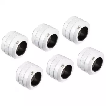 Savienotājelements Alphacool 17484, misiņš, balts, 23 mm augstums, 26 mm diametrs, 6 gab. iepakojums