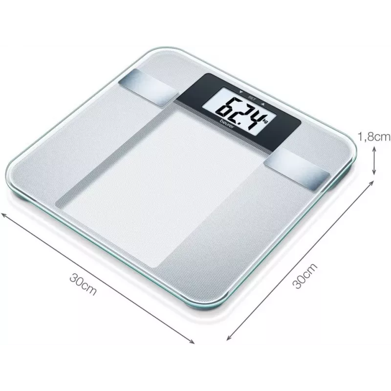 Personīgie svari Beurer BG 13 Square Grey, Caurspīdīgi