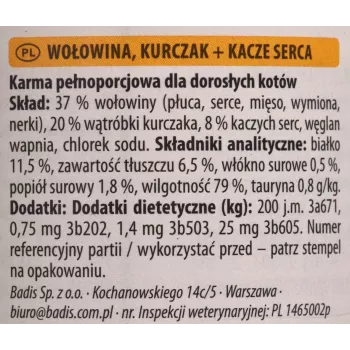Slapjā barība kaķiem Animonda Carny liellopu gaļa 400 g – pieaugušiem, bezglutēna, bez sojas un cukura