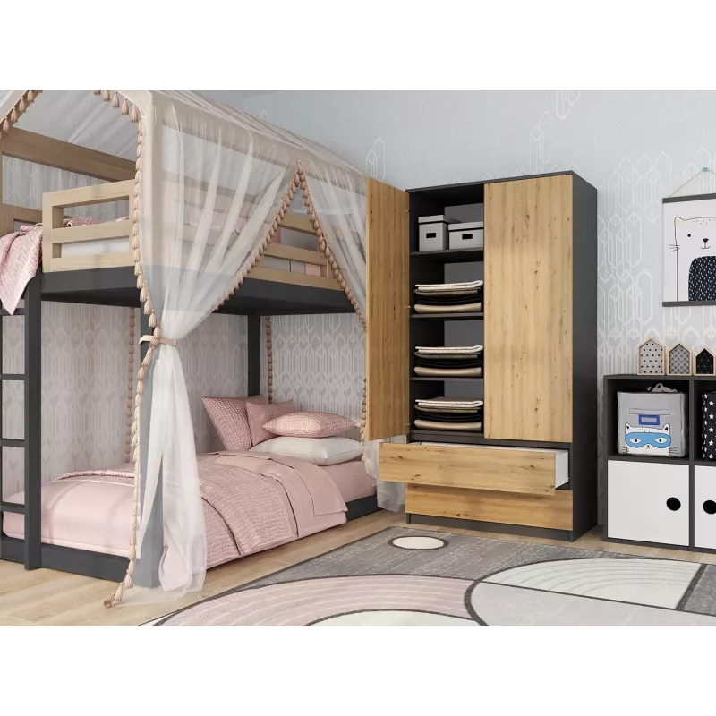 Topeshop SZAFA MALWA AN/AR K bedroom wardrobe/closet 5 shelves 2 durvis(s)