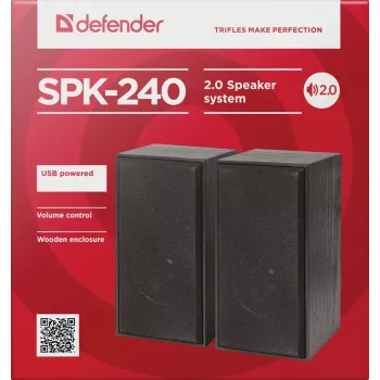 DEFENDER SPK-240 vadu darbvirsmas skaļruņi, 2.0, 6 W RMS, USB barošana, 3.5 mm, melni