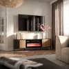 TV skapis CAMA MEBLE MERCI ar kamīnu, 180 x 40 x 53,5 cm, melna virsma, ozolkoka rāmis