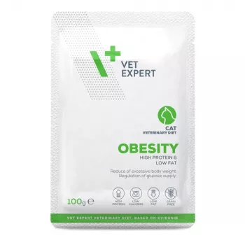 Slapjā barība kaķiem VETEXPERT Obesity Chicken 100 g — veterinārā diēta liekā svara samazināšanai