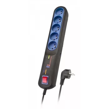 Pagarinātājs Lestar LFT 2005 — 5 Type F kontaktligzdas, 2.5 m kabelis, pelēks/melns