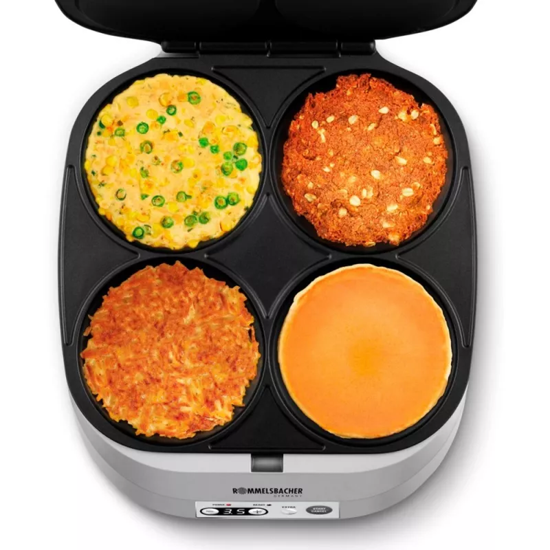 ROMMELSBACHER PC 1800 Pankūku panna 4 gab., sudraba, plastmasa, 13,5 cm, pogas, 1800 W