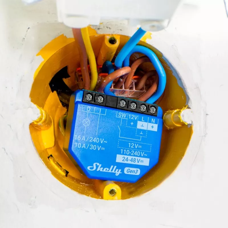 Shelly 1 Gen3 viedais releja slēdzis ar sauso kontaktu 16A, WiFi