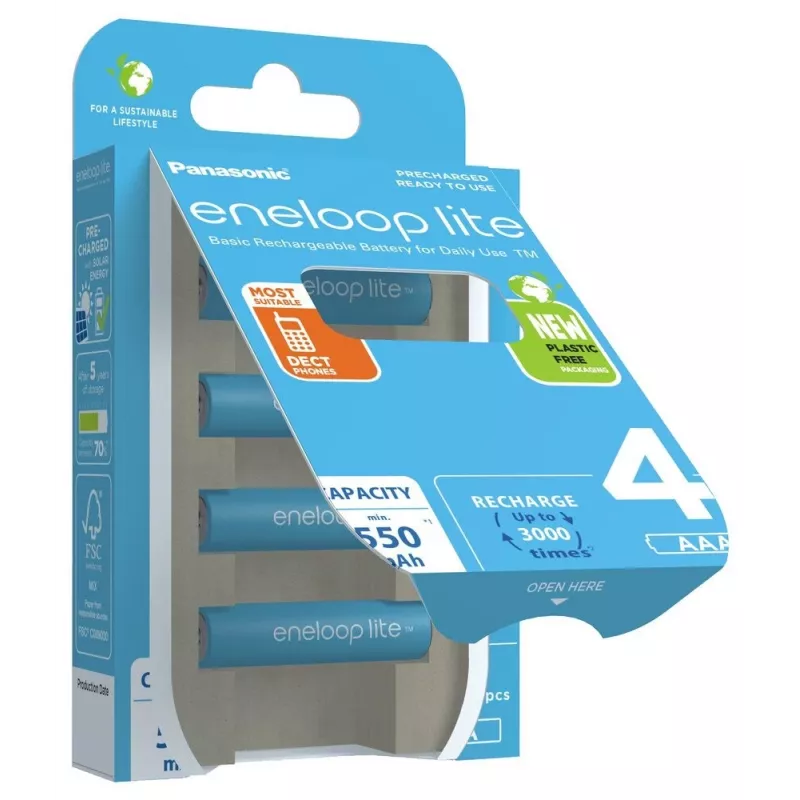 Akumulatori PANASONIC ENELOOP LITE AAA 550 mAh 4 gab. (BK-4LCCE/4CP)