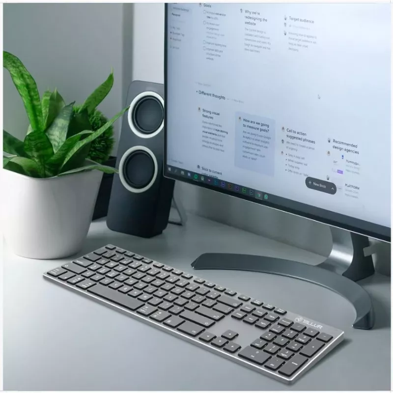 Bezvadu tastatūra Tellur TLL491121 Slim Design uzlādējama