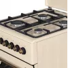 Gāzes-elektriskā plīts MPM MPM-56-KRM-14, 56 cm, 4 gāzes degļi, elektriskā cepeškrāsns, krēmkrāsa