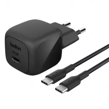 USB-C lādētājs Belkin BOOSTCHARGE 45W PD PPS – kompakts 45W USB-C PD PPS barošanas adapteris