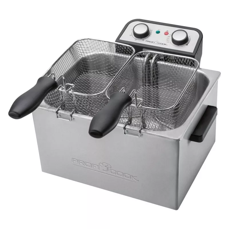 ProfiCook PC-FR 1038 Divu sekciju brīvstāvošais fritieris 3000 W Sudrabs