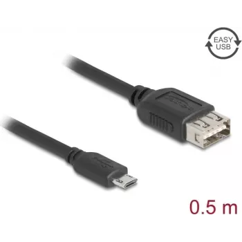 USB 2.0 kabelis DELOCK 81517, Micro-USB B uz USB A, 0,5 m, melns