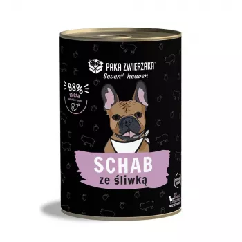 Slapjā suņu barība PAKA ZWIERZAKA Seventh Heaven Cūkgaļa ar Plūmi 400 g, konservs, pieaugušiem suņiem, 83.1% mitrums
