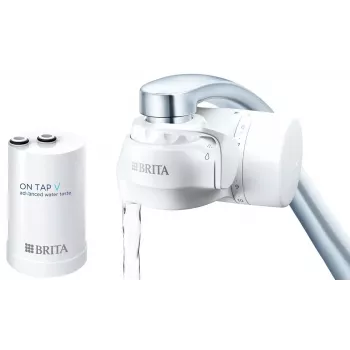 BRITA ON TAP V CU CE2 (1052067) – krāna ūdens filtrs, 4 posmi, 600 L, 3 režīmi, balts