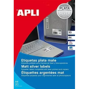 Agipa 10070 etiķete sudraba poliesters 63.5 x 29.6 mm laikapstākļiem izturīga, netīrumiem noturīga