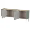 Kumode FELLINI 2000×400×700 mm, olīvu krāsa ar eļļotu ozola virsmu, MDF rāmis