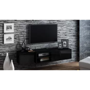 Cama TV skapis SIGMA1 180 melns/melns glancēts