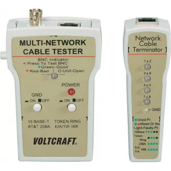 Kabeļu testeris Voltcraft CT-1 BNC un RJ-45, 10Base-T UTP/STP