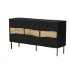 Kumode INSERTO 3D 143.5×40×80 cm melna ar LED, skaidu plātne, 16 mm rāmis