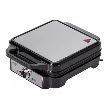 Vafeļu dzelzs Adler AD 3083 — 4 kvadrātveida vafeles 10×10 cm, 1200 W, regulējama temperatūra, nepiedegošs pārklājums, auksti pieskāriena rokturi
