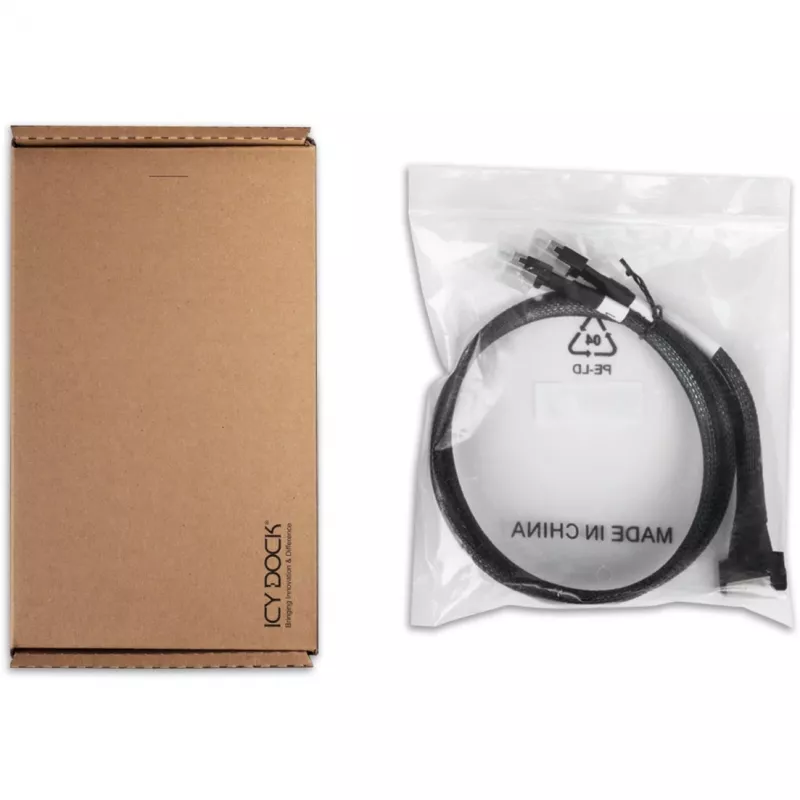 Icy Dock Kabelis MCIO 8i SFF-TA-1016 uz 2xSlimSAS SFF-8654 4i 0.5m - Kabelis (MB310L-B)