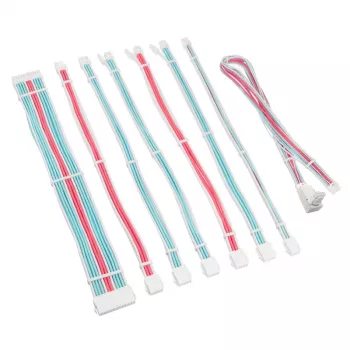 Kabeļu/adapteru komplekts Kolink Core Pro 12V-2x6 Type 2 pīts pagarinājums — Brilliant White/Neon Blue/Pure