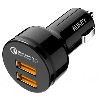 CC-T8 ultra-ātrs auto lādētājs 2xUSB 3.0 6A 36W + micro USB kabelis 1m
