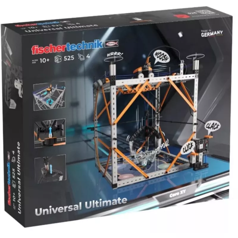 Izglītojošs konstruktors Fischertechnik Universal Ultimate 576102 — 525 detaļas, mehānikas un pneimatikas mācību komplekts