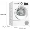 Kondensācijas žāvētājs Bosch WQG145APPL 9 kg ar siltumsūkni, 14 programmas, LED displejs, balts