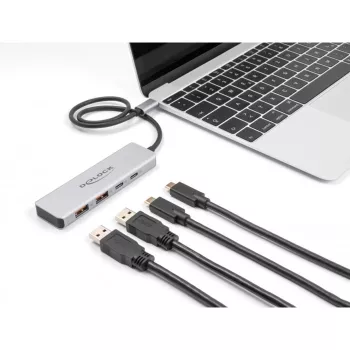 DeLOCK USB Centrālis USB Type-C 10 Gbps 2x Type-A 2x Type-C 35 cm kabelis