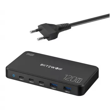 Lādētāja stacija BlitzWolf BW-i100 5-in-1 120W — daudzportu lādētājs telefoniem, planšetēm, klēpjdatoriem