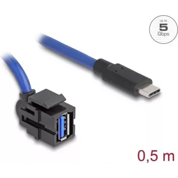 DeLOCK 88156 USB kabelis 0.5 m USB A USB C Melns Zils