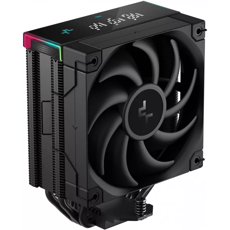 Gaisa dzesētājs DeepCool AK400 Digital PRO — 120 mm ventilators, PWM, 1850 RPM, FDB, atbalsta LGA 1700/1200/115x/AM4/AM5, melns