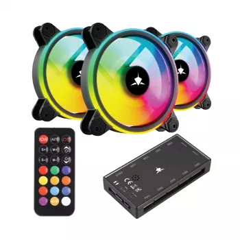 Ventilatoru komplekts White Shark Nebula-2 Black — ARGB 120mm ventilatori (komplekts)