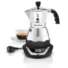 Elektriskā moka kafijas automāts BIALETTI Moka Timer 3 tases, programmējams LED displejs, alumīnija korpuss