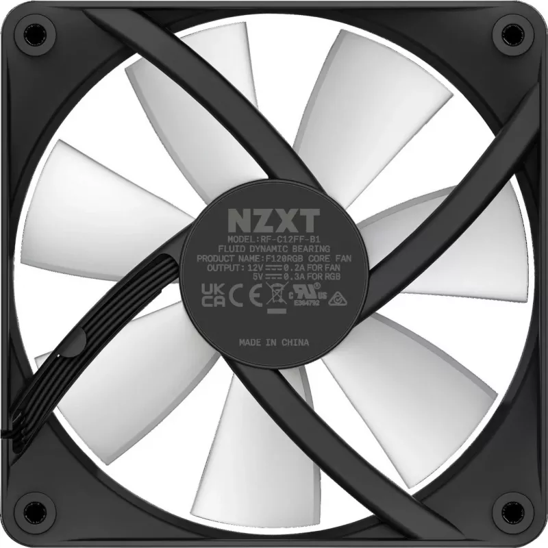 NZXT F120 RGB Core datora korpusa ventilators 120 mm, 4 kontaktu PWM, melns