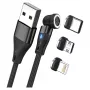 USB kabelis RealPower MagneticCharge3 0,2m USB A Melns Ātrā uzlāde