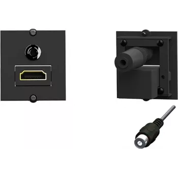 Kontaktligzda HDMI + 3,5 mm Bachmann 917.189, 1 modulis, melna