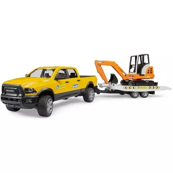 Dodge RAM 2500 Servisa auto ar piekabi un mini ekskavatoru (BRUDER)